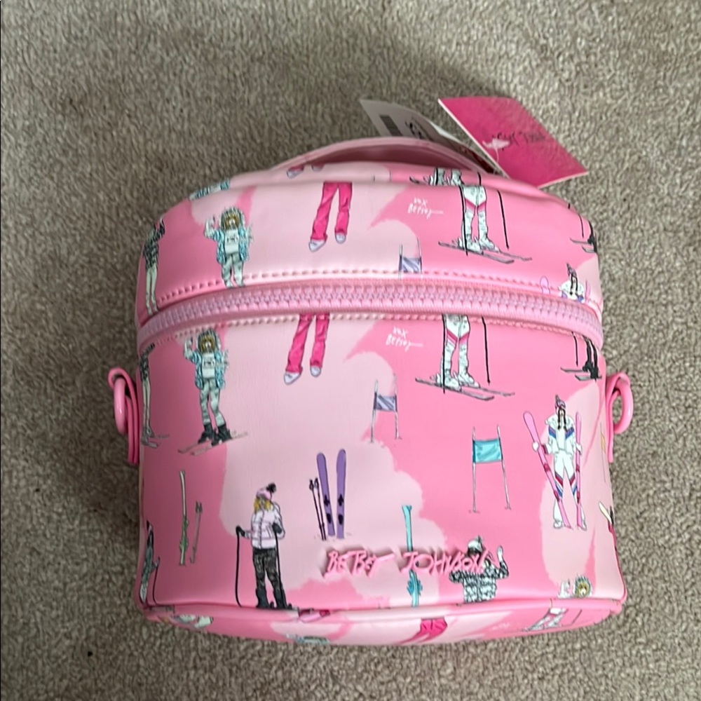 Betsey Johnson Pink Ski Print Makeup Travel Bag